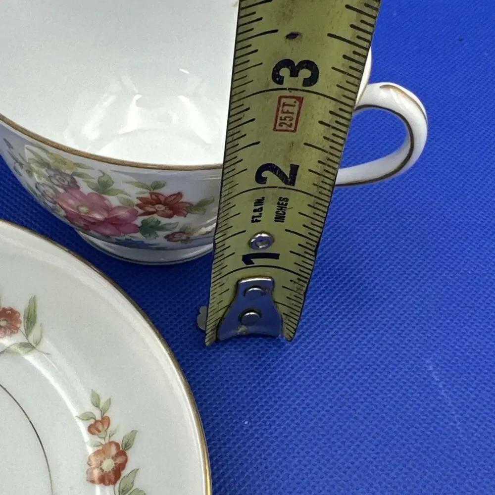 VTG Moriyama Teacup &‎ Saucer Floral Design Gold Trim Made in Occupied Japan